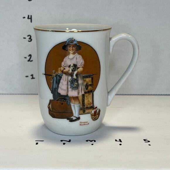 Norman Rockwell Vintage 1981 painted cups white w/ gold trim 5 unique mugs - Picture 14 of 16